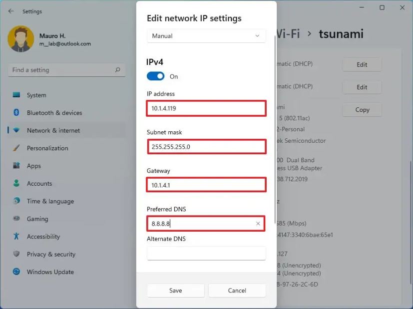 Festlegen einer statischen ip adresse unter windows 11 all things it