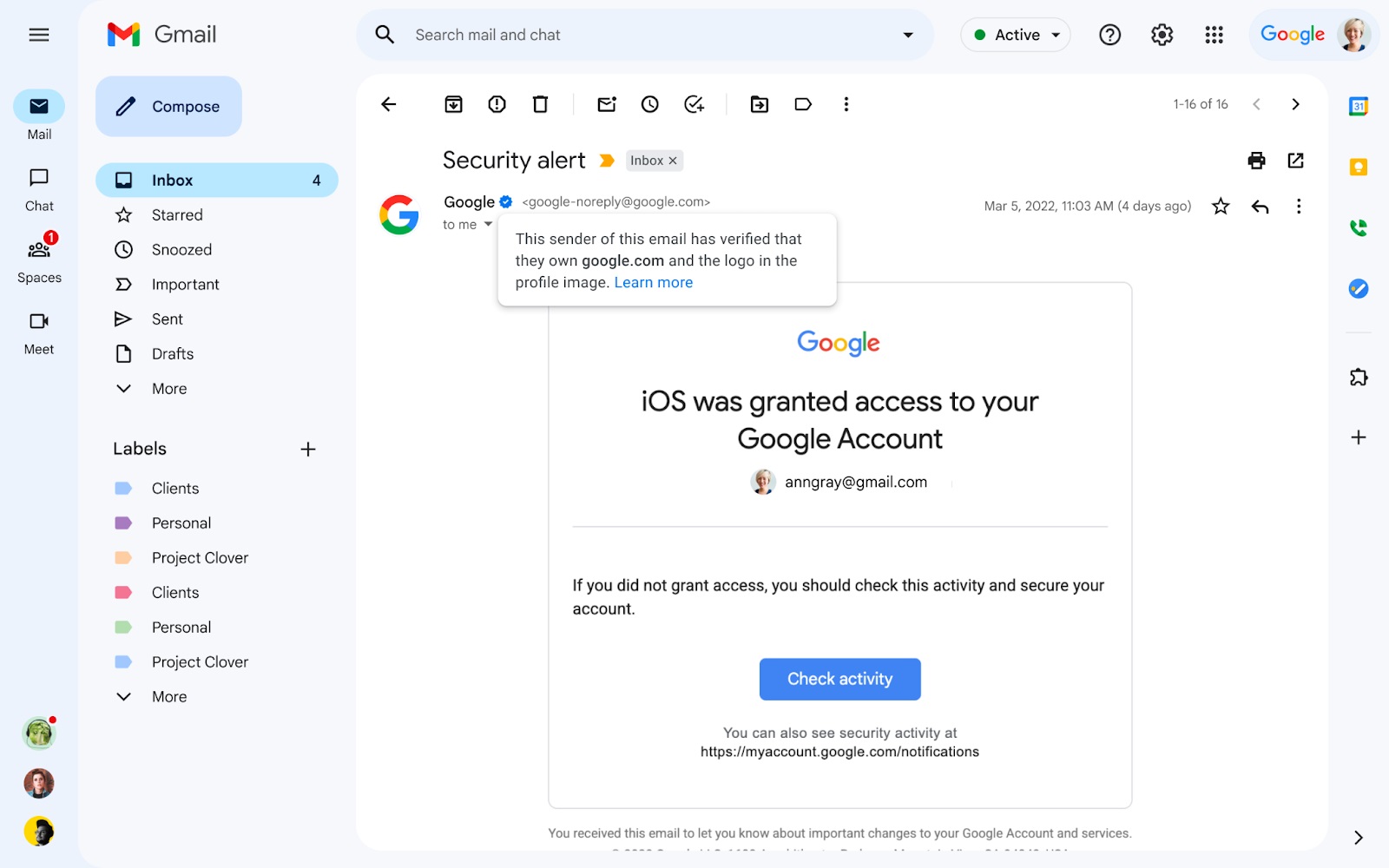 Google gibt eine warnung vor nicht best tigten e mail adressen aus