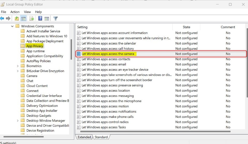 So schalten Sie den Kamerazugriff für Apps in Windows 11 ein oder aus