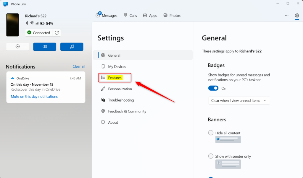 So schalten Sie „Benachrichtigungen für alle meine Apps anzeigen“ in Phone Link unter Windows 11