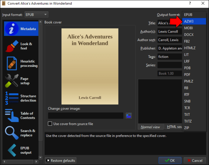 Cómo convertir un archivo EPUB a AZW3 All Things Windows