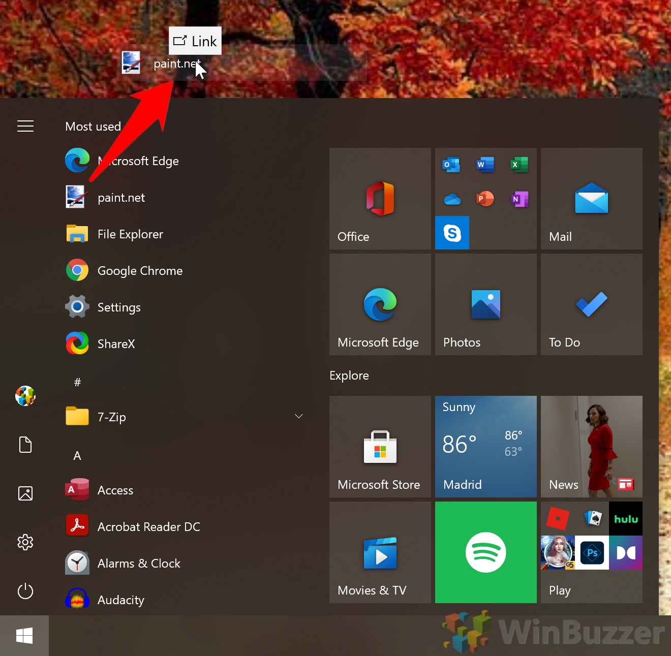 how do i add an app to my desktop windows 10