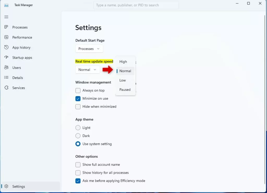 Comment modifier la vitesse de mise à jour en temps réel du