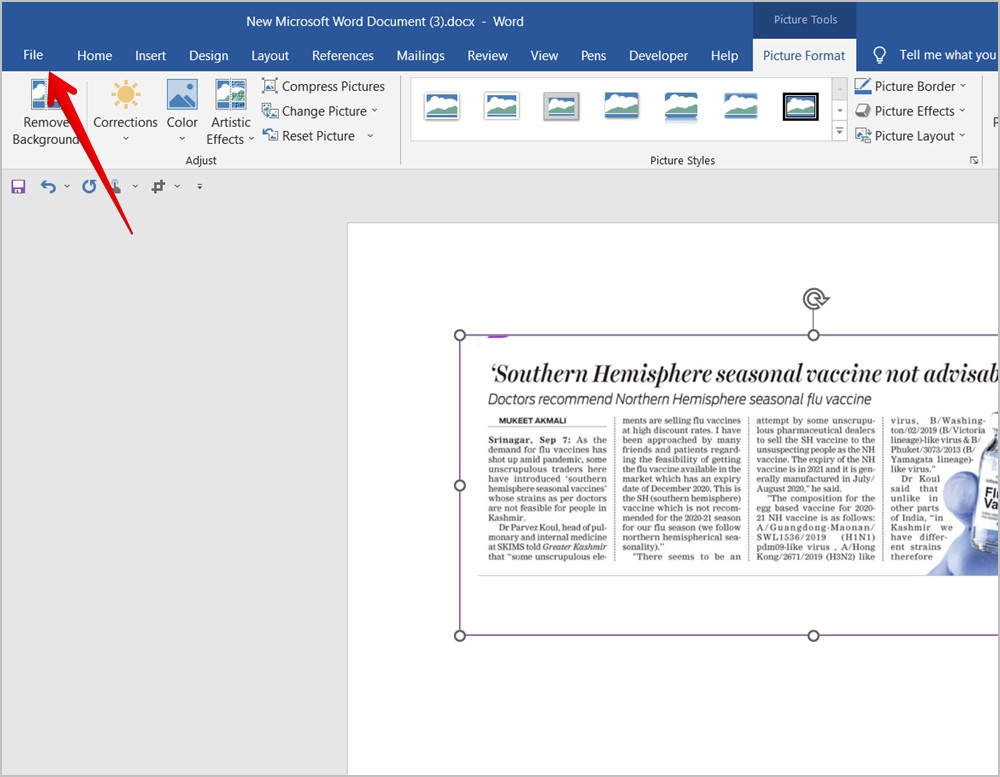 comment transformer une image en texte dans word