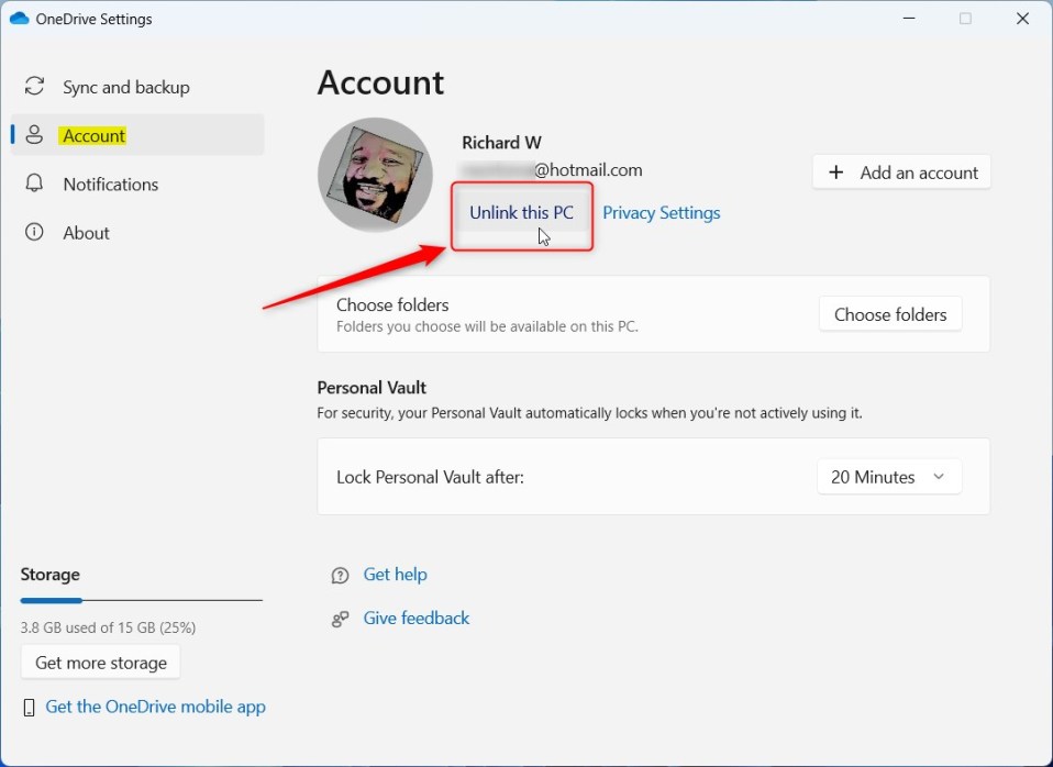Comment supprimer un compte et dissocier un pc de onedrive sous windows