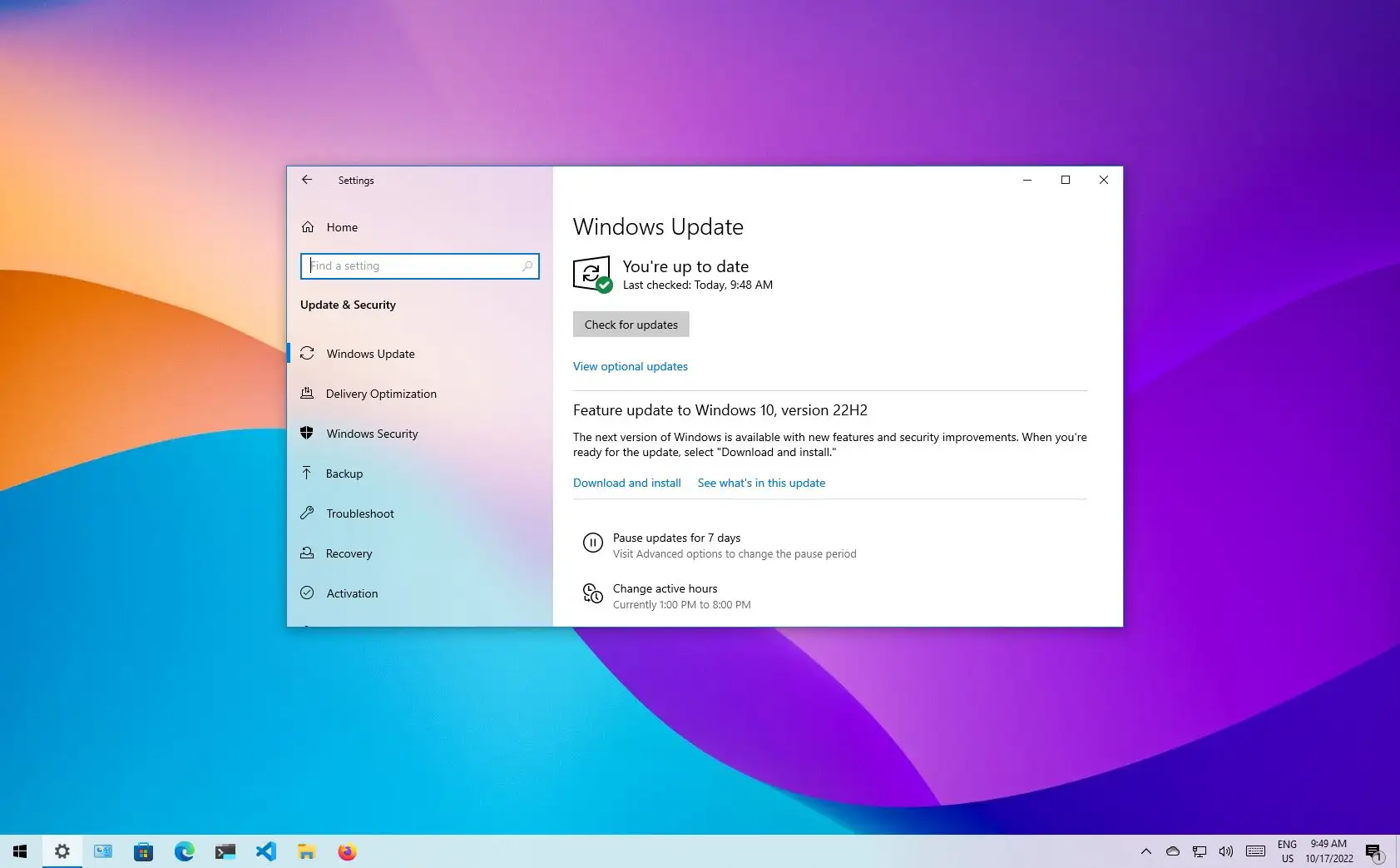 can t update windows 10 22h2