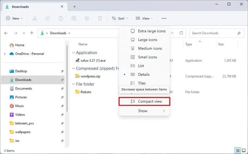 Cara mengaktifkan tampilan File Explorer Compact di Windows 11 - All ...
