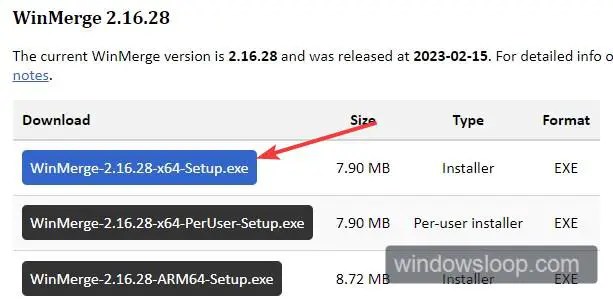 instal WinMerge 2.16.33