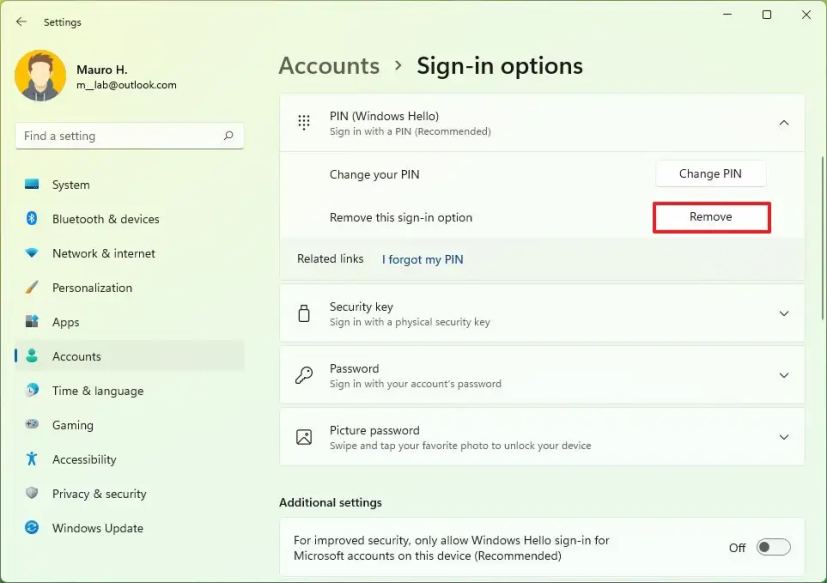 Pincode verwijderen (grijs weergegeven) op Windows 11 All Things Windows