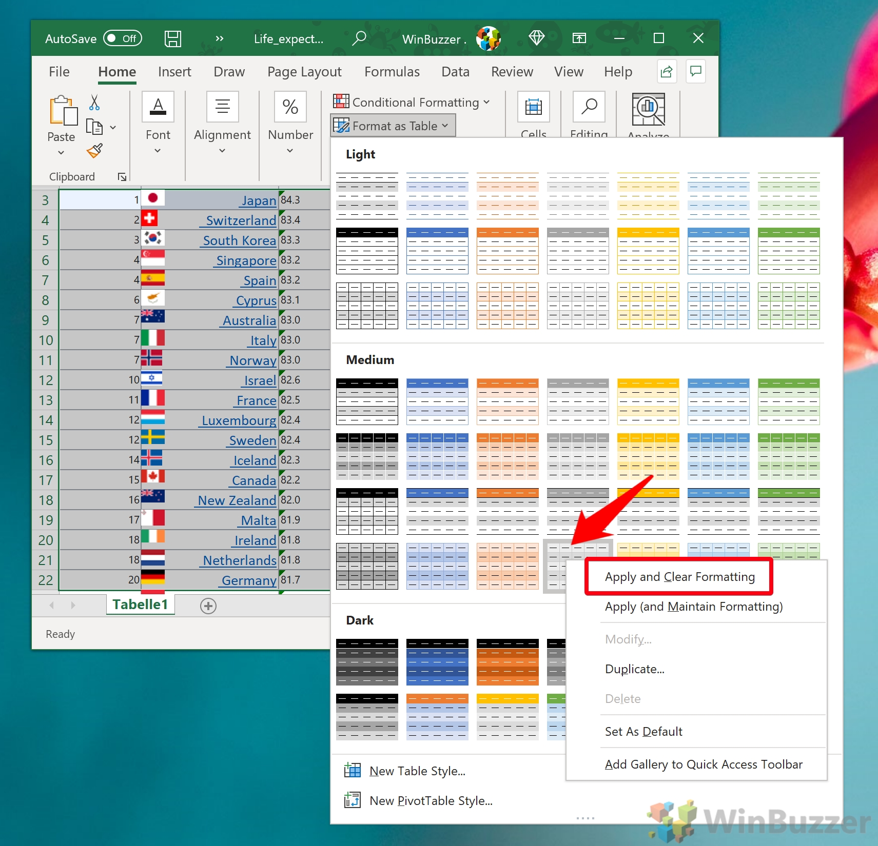 Zebrastreeprijen toevoegen in Excel (gestreepte/afwisselende rijen ...