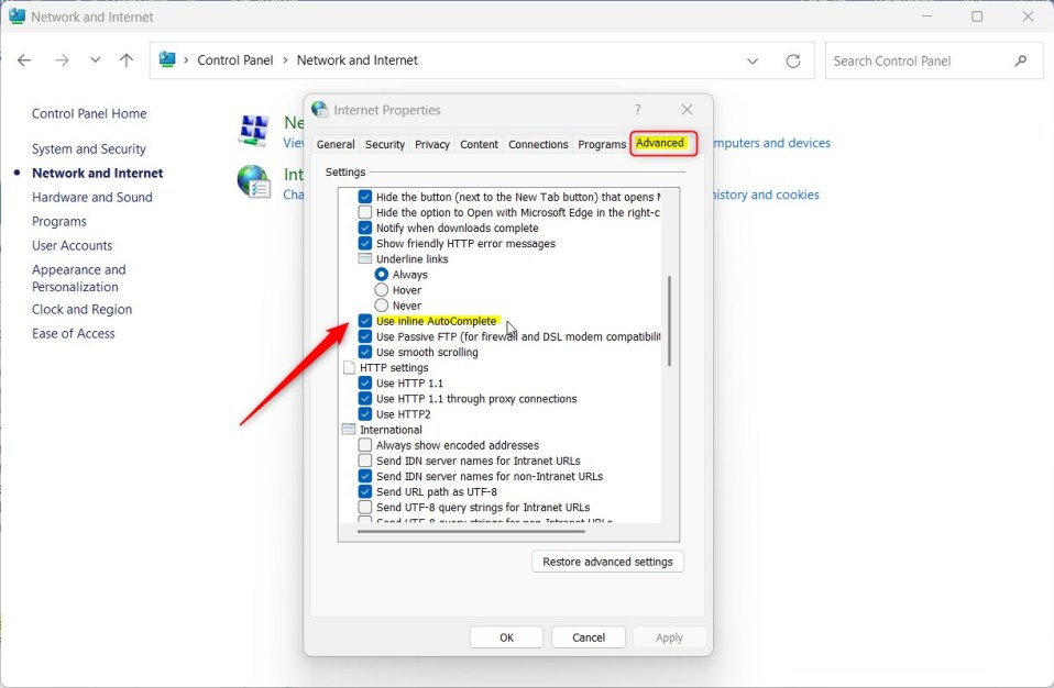 Paano i enable o i disable ang file explorer inline autocomplete sa