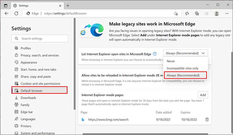 edge ie compatibility mode windows 11