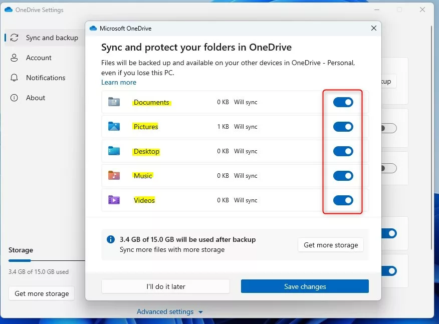Add Additional Folders To Onedrive Backup