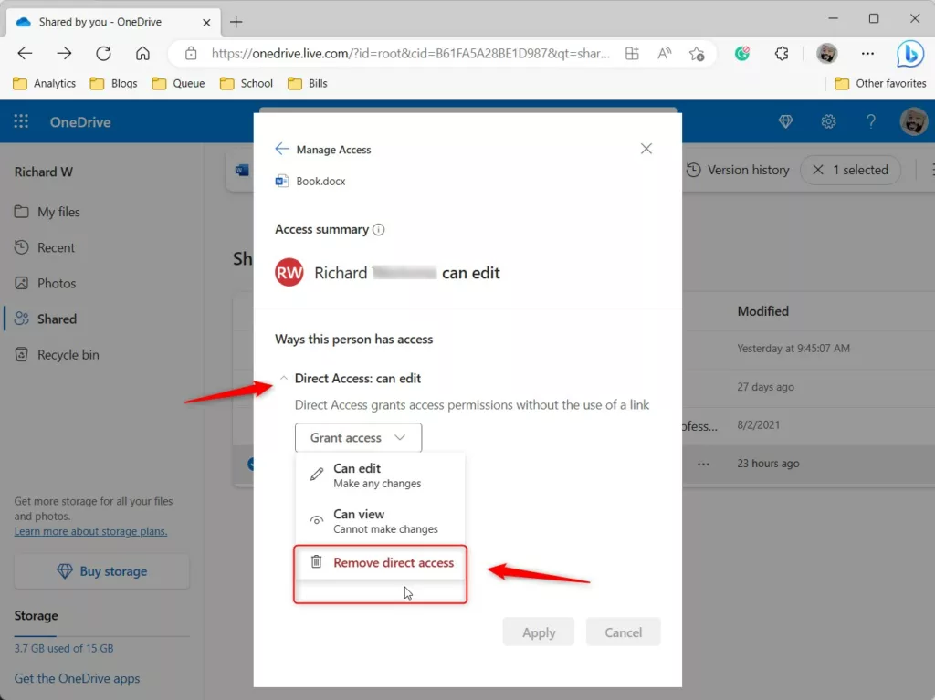 Como exibir e parar de compartilhar arquivos e pastas do onedrive all
